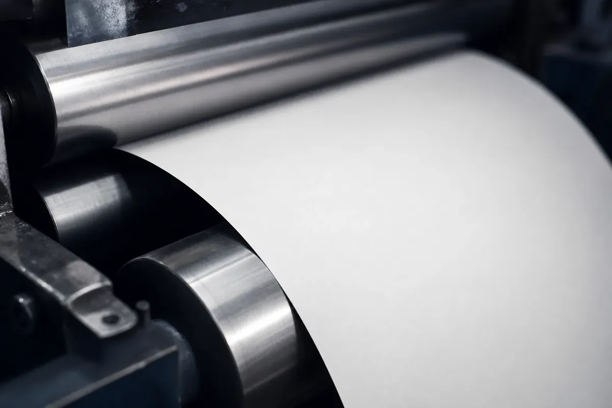 Rouleaux d'une presse d'impression entrainant une bande de papier