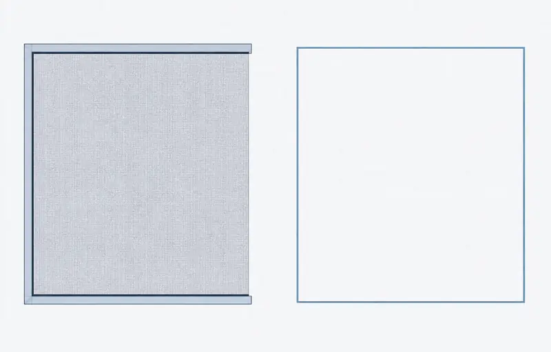 Deux emplacements de salon de même surface, l'un cloisonné et l'autre nu
